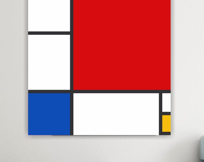 Mondrian Bauhaus03, Abrstract & Geometric Art: Handmade Canvas Print Ready to Hang