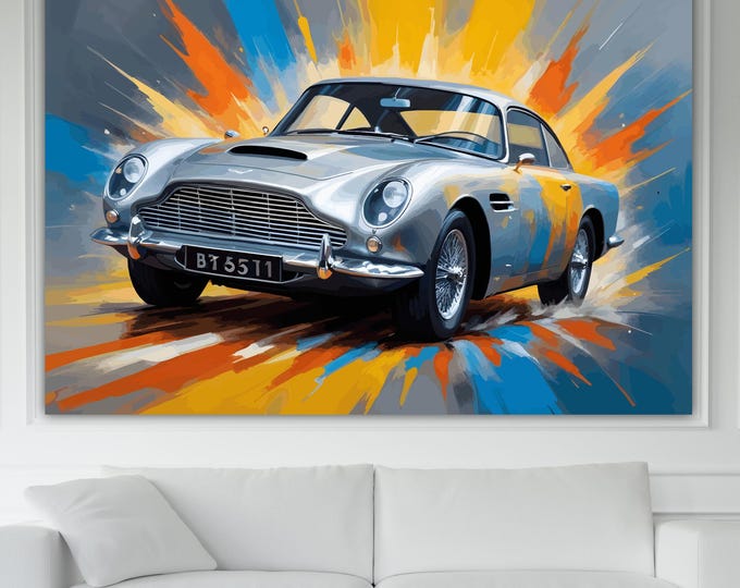 Vintage Car inspired to Aston Canvas Print: Automotive Reproduction Ready to Hang