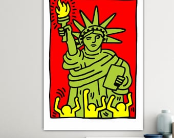 Keith Haring Liberty Print: Pop Art Canvas Reproduction - Ready to Hang or Rolled Canvas