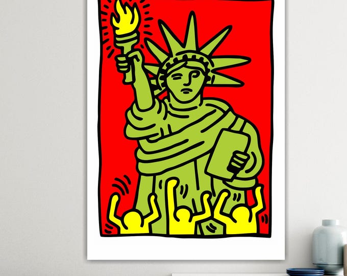 Keith Haring Liberty Print: Pop Art Canvas Reproduction - Ready to Hang or Rolled Canvas