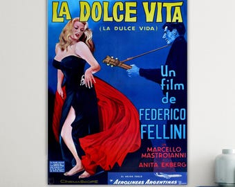 Federico Fellini "Dolce Vita" Canvas Print: Italian Movie Art Reproduction