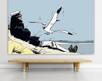 Corto Maltese Sea, Print on canvas, poster or ready to hang, art deco