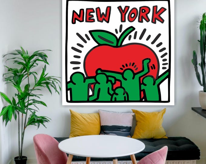 Keith Haring "New York Apple" Canvas Print: Pop Art Reproduction, Ready to Hang