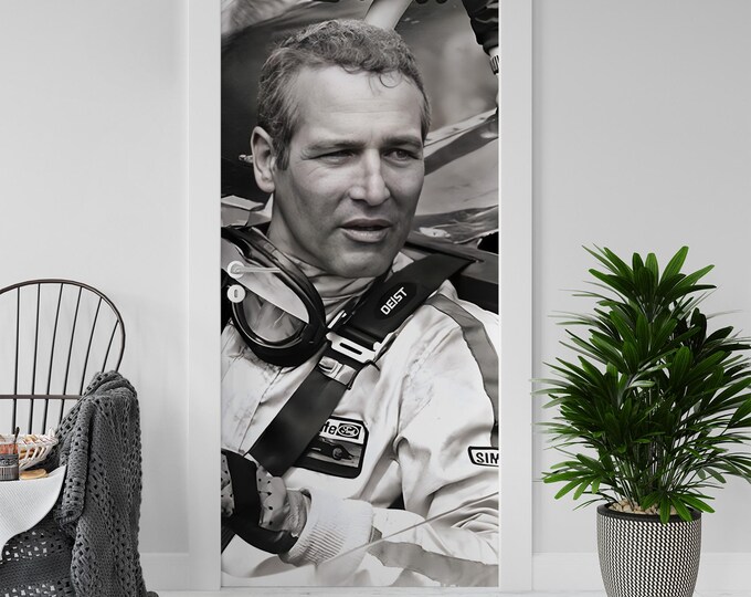 Sticker Decal for Door, Window, Fridge, Paul Newman Actor Reproduction, Peel and Stick PVC