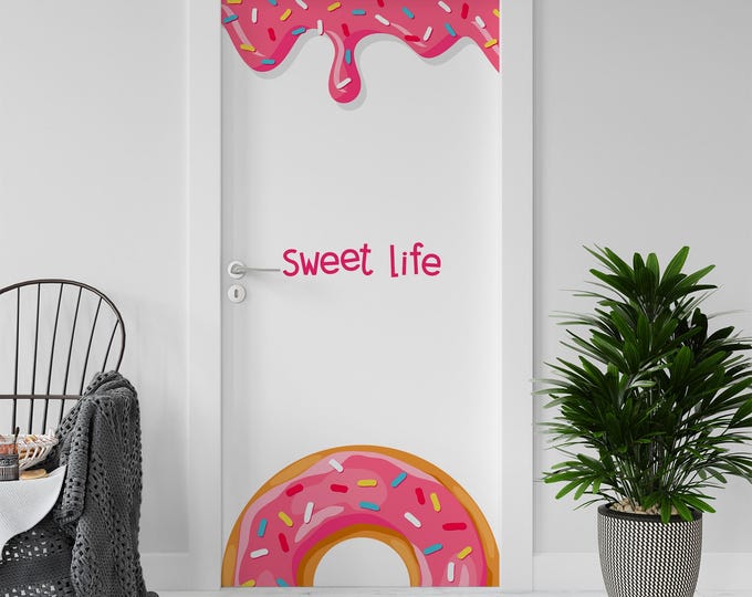Sticker Decal for Door, Window, Fridge, Sweet Life, Peel and Stick PVC