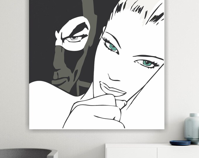Diabolik & Eva Kant Canvas Print: Italian Comic Art Reproduction
