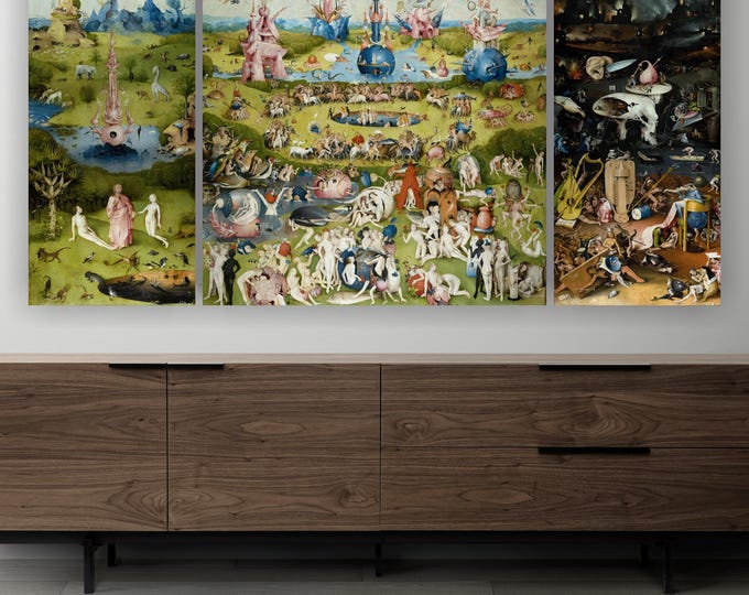 Hieronymus Bosch triptych Garden of Earthly Delights Reproduction Canvas Print: Art Ready to Hang