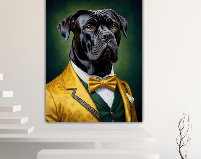Corso Dog Noble Fashion Canvas Print: Pop Art Reproduction, Ready to Hang