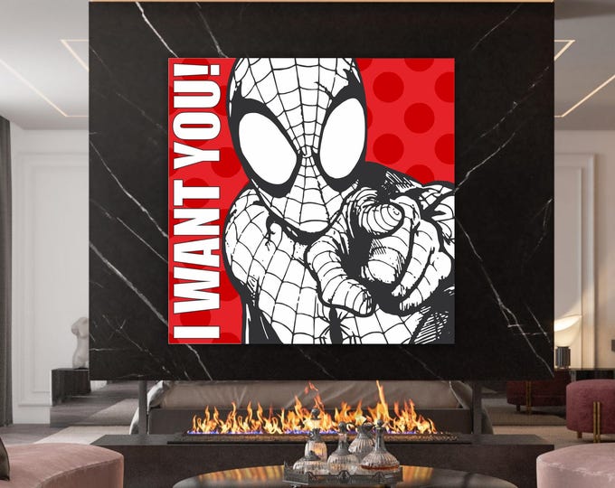 Spider Hero Canvas Print, Handmade Italian Art, Ready to Hang