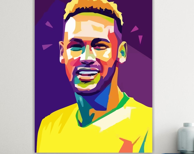 Neymar Portrait, Canvas Art Print: Reproduction on Canvas Ready to Hang