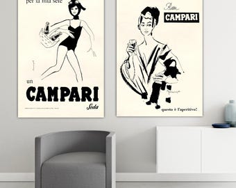 Campari Set of two: black and white, Ready to Hang or Rolled Canvas