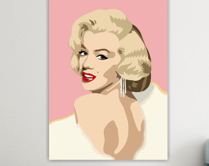 Monroe Pink Portrait, Canvas Art Print: Reproduction on Canvas Ready to Hang