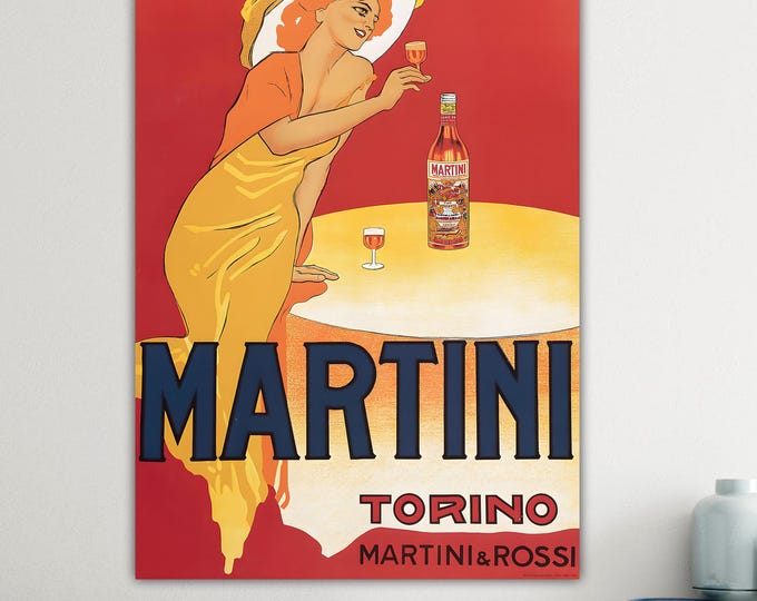Martini Vintage Red Artistic Reproduction Canvas Print: Handmade italian art