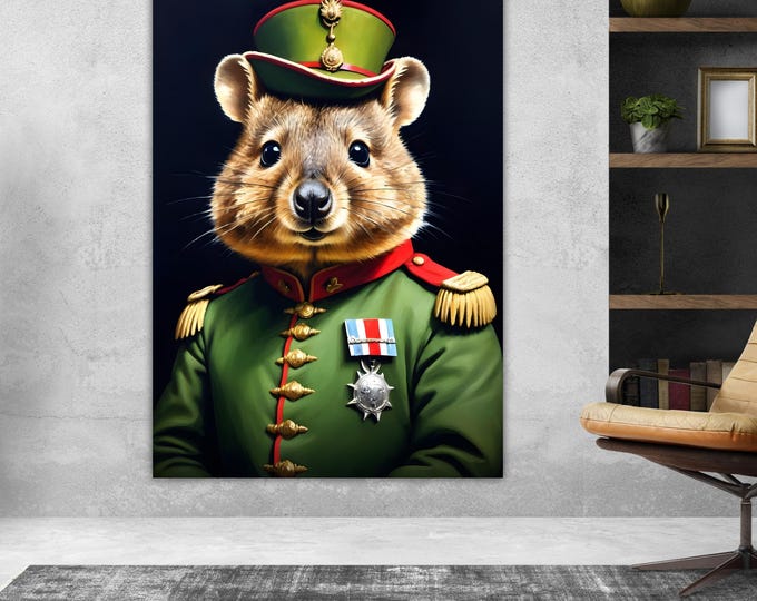 Quokka Noble Fashion Canvas Print: Pop Art Reproduction, Ready to Hang