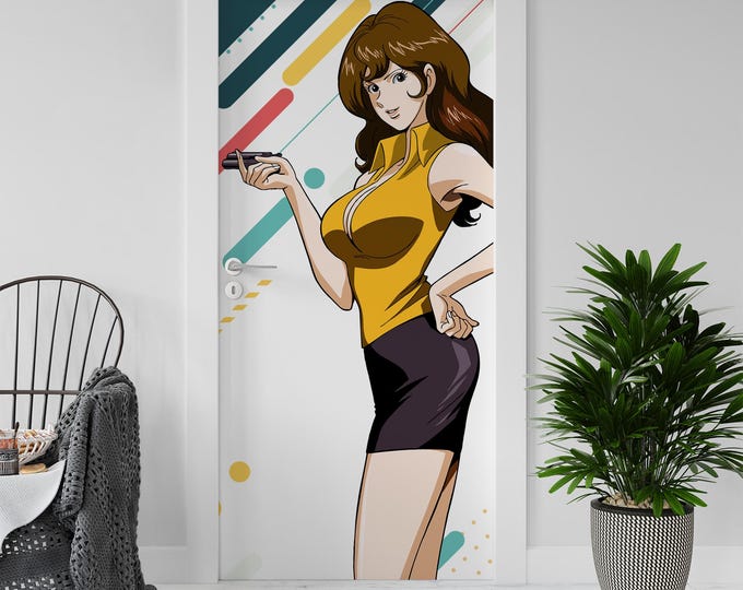 Sticker Decal for Door, Window, Fridge, Lupin Margot Reproduction, Peel and Stick PVC