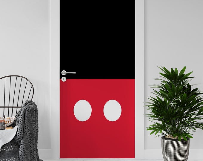 Sticker Decal for Door, Window, Fridge, Mickey Mouse Minimal kids, Peel and Stick PVC