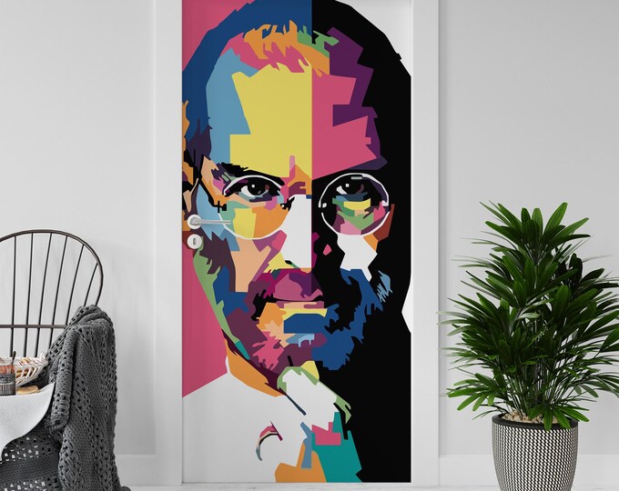 Sticker Decal for Door, Fridge, Steve Jobs Reproduction, Peel and Stick PVC