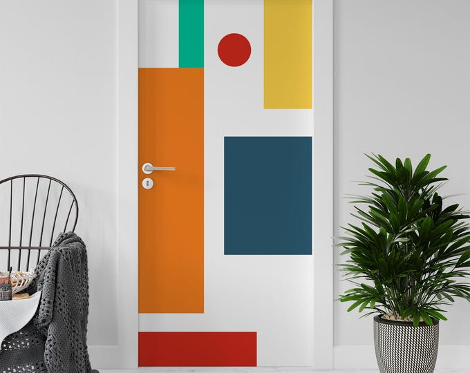 Sticker Decal for Door, Window, Fridge, Boho19 Geometric, Peel and Stick PVC