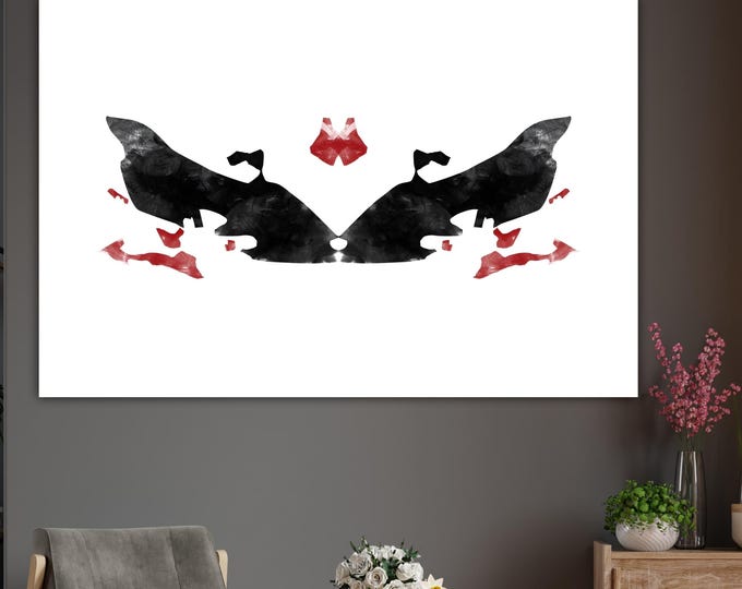 Rorscach Black Ink Art Reproduction, Abstract Canvas Print: RB11 Ready to Hang