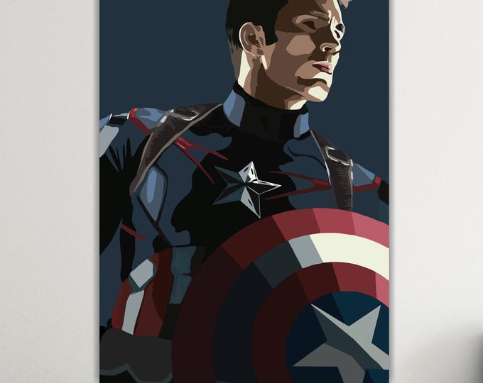 Handmade Captain America Canvas Print: Hero Anime Art, Ready to Hang