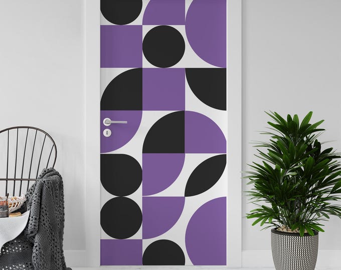 Sticker Decal for Door, Window, Fridge, Bauhaus Mondrian07, Peel and Stick PVC