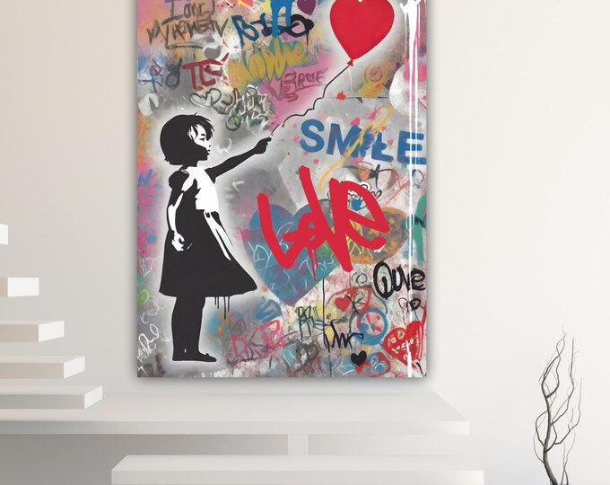 Graffiti Banksy Baloon Girl Street Art, Reproduction, Print on canvas, Ready to hang