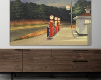 Edward Hopper Gas Canvas Print: Art Reproduction, Ready to Hang or Rolled Canvas