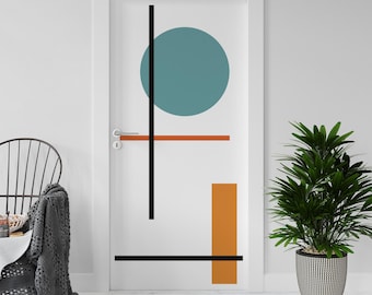 Sticker Decal for Door, Window, Fridge, Bauhaus Mondrian12, Peel and Stick PVC