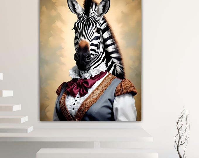 Lady Zebra Noble Fashion Canvas Print: Pop Art Reproduction, Ready to Hang