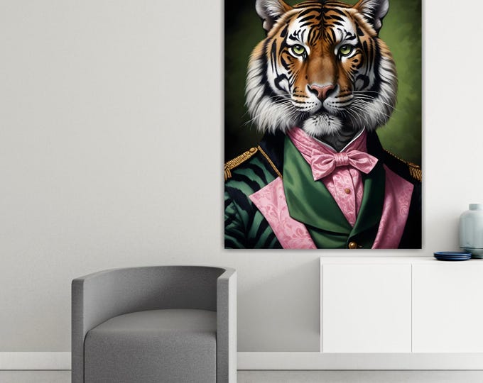 Tiger Noble Fashion Canvas Print: Pop Art Reproduction, Ready to Hang