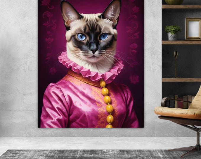 Siamese cat Noble Fashion Canvas Print: Pop Art Reproduction, Ready to Hang