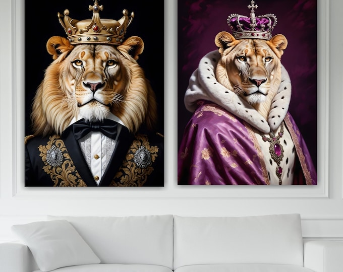 Lions Noble Set of two: Ready to Hang or Rolled Canvas Pop Art