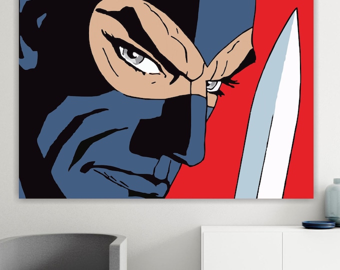 Diabolik Comic Canvas Print: Red Background, Ready to Hang or Rolled Canvas, Italian Made
