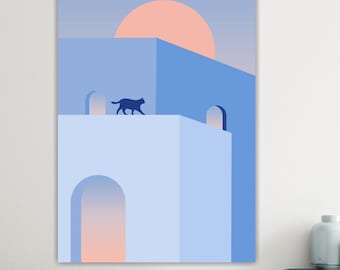 Mikonos City Boho Chic Canvas Print Ready to Hang: contemporary wall art