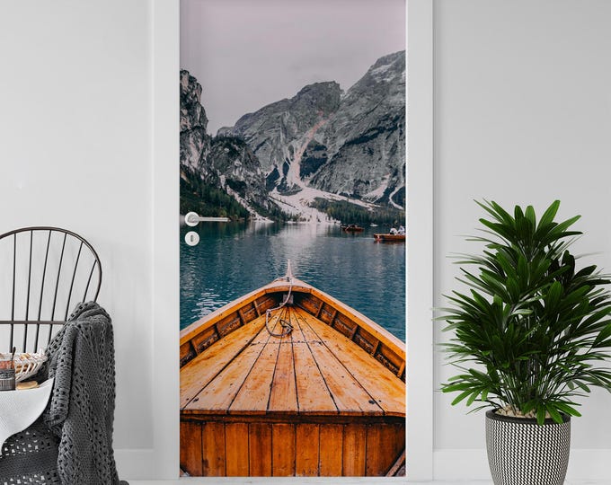 Sticker Decal for Door, Window, Fridge, Braies Lake Italy, Peel and Stick PVC