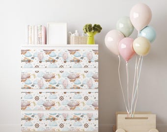 Personalized adhesives IKEA MALM dresser overlay, Adventures for kids, Coverings for 2, 3, 4, 6 drawers