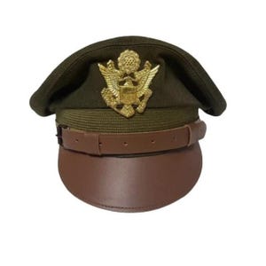 US Army Aircorps Military Officers Pilots OD Visor Crusher Hat Cap