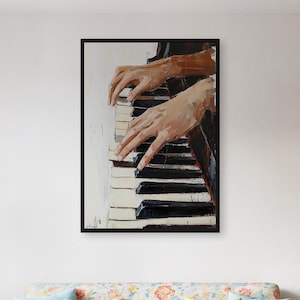 Framed Piano Hands Wall Art Print, Expressive Musician Playing Poster, Elegant Gift For Music Lovers, Studio Decor Or Classical Home Accent