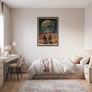 pace wall art, retro space poster, astronaut art print, worth to rise there quote, best friend wall decor, galaxy earth poster, modern minimalist print, framed sci-fi poster, space themed gift, motivational quote wall art, room decor for friends, alien planet poster, future vision artwork, cosmic landscape print