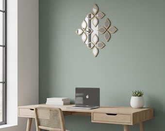 Miroir Mural Larme Décoratif – Lot De 4, Style Bohème, Doré, Verre Et Bois