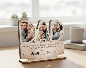 Benutzerdefinierte Papa Foto Geschenk mit personalisiertem Namen, Holzwandschild für Vater