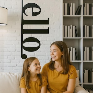 Hello Black MDF Wall Sign, Wooden Word Cutout Wall Decor, Rustic Farmhouse Entryway Hello Sign, Modern Home Wall Hanging Art
