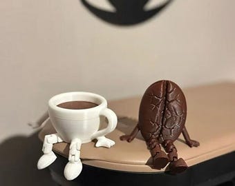 Resin Coffee Man & Cup Figurine Set, Modern Coffee Bar Decor