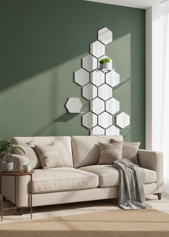 Gold Honeycomb Mirror Set, Hexagon Acrylic Wall Decor (12 Pieces