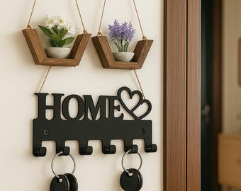 Rustic Metal Key Holder, Wall Mounted Key Rack, Home Decor