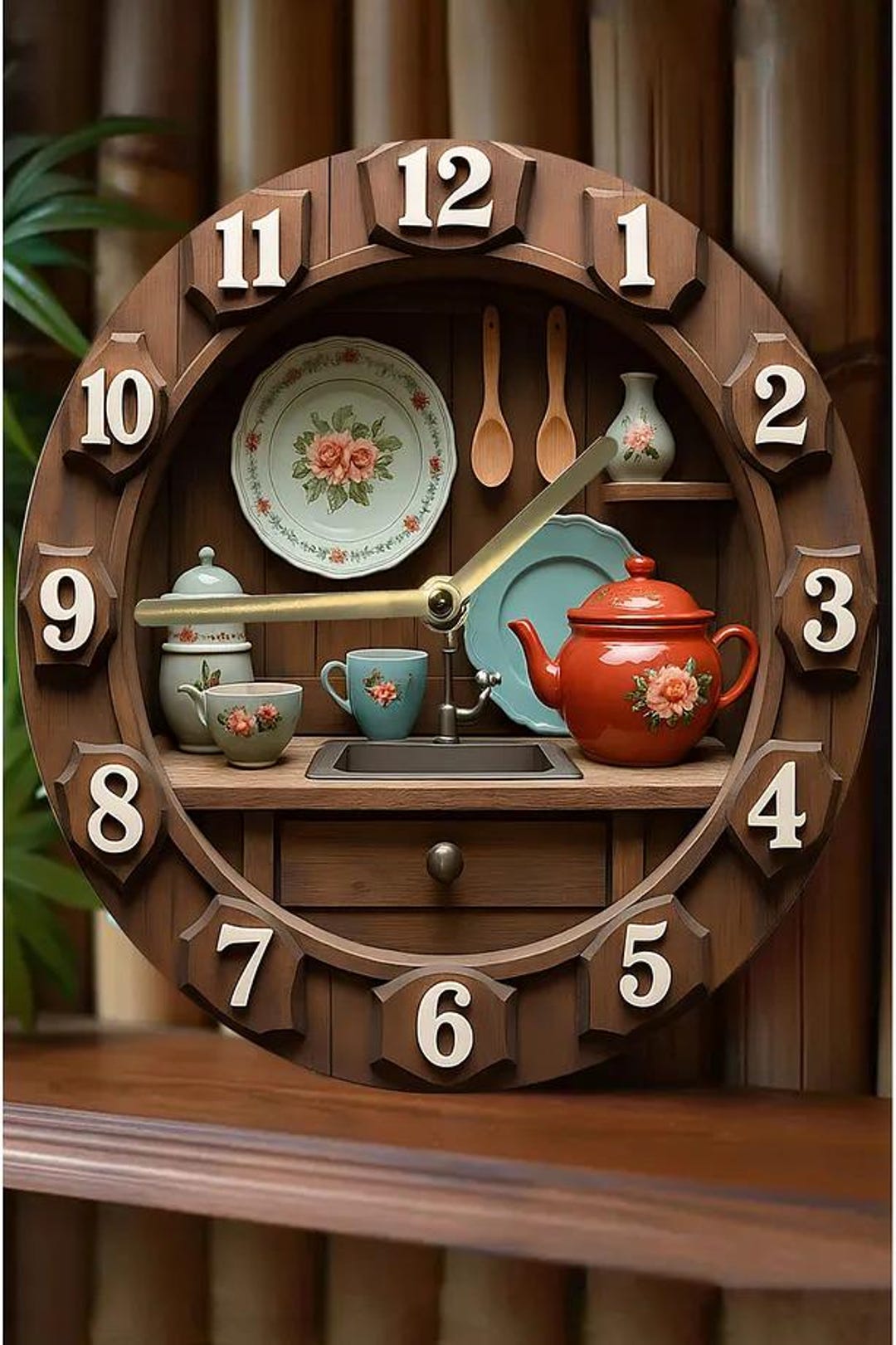 Rustic Timepiece Silent Wooden Kitchen Wall Clock, Rustic 3D Look Timepiece - Etsy