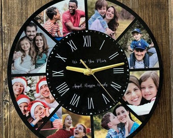 Anpassad väggklocka med foto, personlig familjeminnessak, unik årsdagspresent