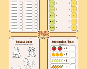Fun Math Worksheets for Kids – Addition, Subtraction & Matching Activities | Printable PDF