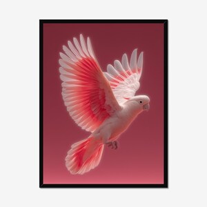 Pink Galah Cockatoo Wall Art Print | Flying Bird Photography | Tropical Animal Print | Digital Download | Instant Print