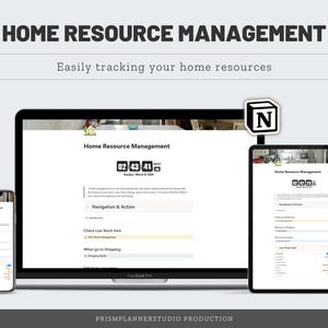 Notion Household Inventory Template | Minimalist Home Resource Manager (PDF)